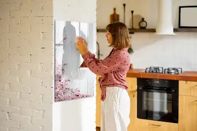 Tableau magnétique effaçable à sec motif fleurs sur bois