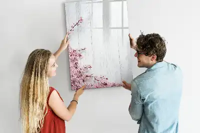 Tableau magnétique effaçable à sec motif fleurs sur bois