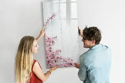 Tableau magnétique effaçable à sec motif fleurs sur bois