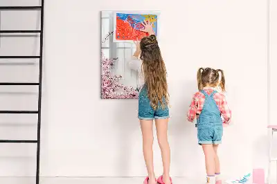 Tableau magnétique effaçable à sec motif fleurs sur bois