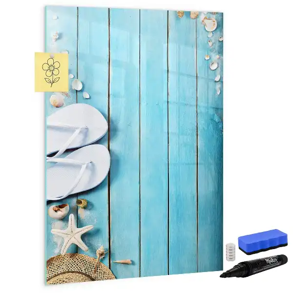 Tableau magnétique effaçable à sec motif planches bleues de plage