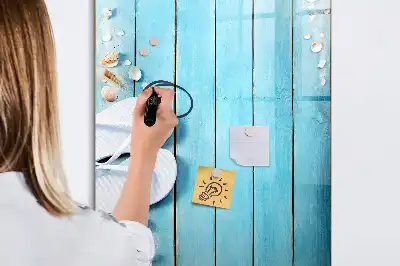 Tableau magnétique effaçable à sec motif planches bleues de plage