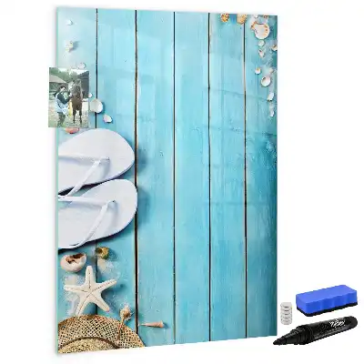 Tableau magnétique effaçable à sec motif planches bleues de plage