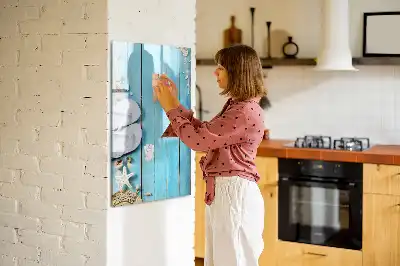 Tableau magnétique effaçable à sec motif planches bleues de plage
