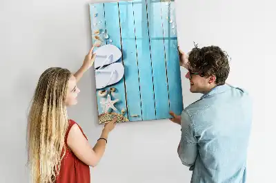Tableau magnétique effaçable à sec motif planches bleues de plage
