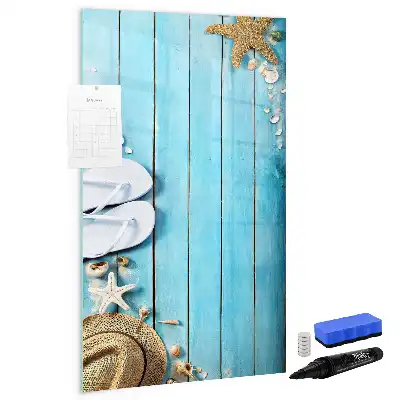 Tableau magnétique effaçable à sec motif planches bleues de plage