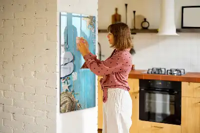 Tableau magnétique effaçable à sec motif planches bleues de plage