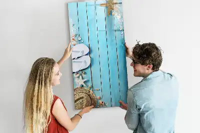 Tableau magnétique effaçable à sec motif planches bleues de plage