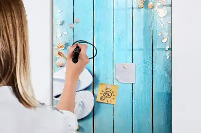 Tableau magnétique effaçable à sec motif planches bleues de plage