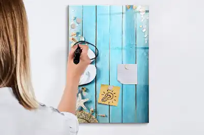 Tableau magnétique effaçable à sec motif planches bleues de plage
