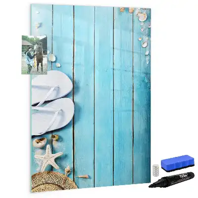 Tableau magnétique effaçable à sec motif planches bleues de plage