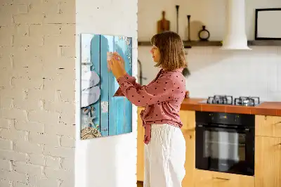 Tableau magnétique effaçable à sec motif planches bleues de plage