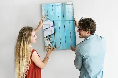 Tableau magnétique effaçable à sec motif planches bleues de plage