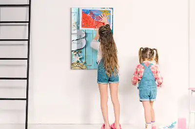 Tableau magnétique effaçable à sec motif planches bleues de plage