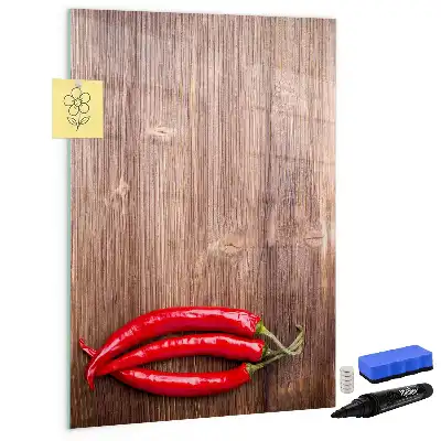 Tableau magnétique effaçable à sec motif piments sur planche
