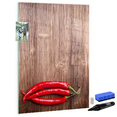 Tableau magnétique effaçable à sec motif piments sur planche