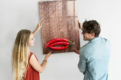 Tableau magnétique effaçable à sec motif piments sur planche