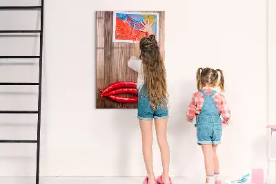 Tableau magnétique effaçable à sec motif piments sur planche