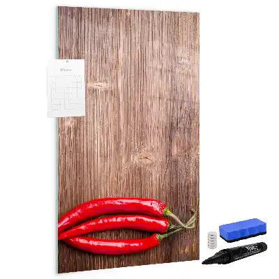 Tableau magnétique effaçable à sec motif piments sur planche