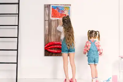 Tableau magnétique effaçable à sec motif piments sur planche
