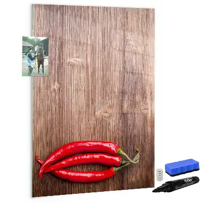 Tableau magnétique effaçable à sec motif piments sur planche