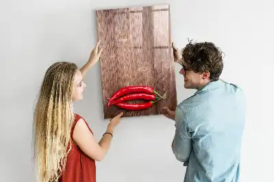 Tableau magnétique effaçable à sec motif piments sur planche