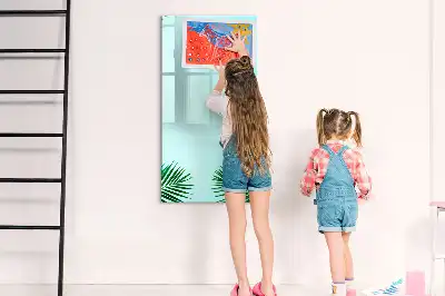 Tableau magnétique effaçable à sec motif feuilles exotiques