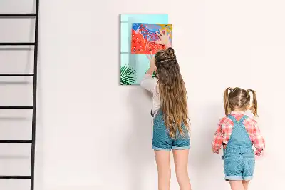 Tableau magnétique effaçable à sec motif feuilles exotiques
