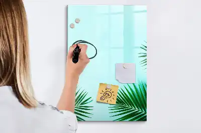 Tableau magnétique effaçable à sec motif feuilles exotiques