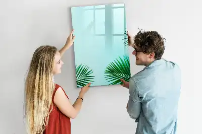 Tableau magnétique effaçable à sec motif feuilles exotiques