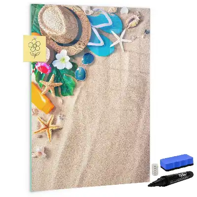 Tableau magnétique effaçable à sec motif plage de sable