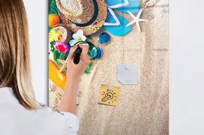 Tableau magnétique effaçable à sec motif plage de sable