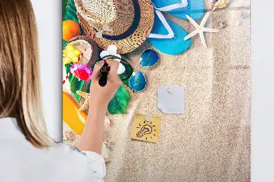 Tableau magnétique effaçable à sec motif plage de sable