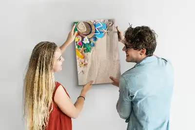 Tableau magnétique effaçable à sec motif plage de sable