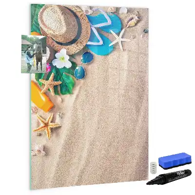Tableau magnétique effaçable à sec motif plage de sable