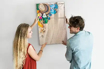 Tableau magnétique effaçable à sec motif plage de sable
