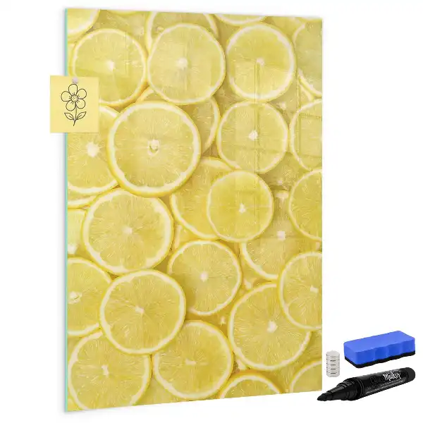 Tableau magnétique effaçable à sec motif rondelles de citron