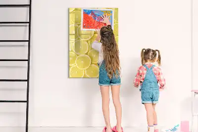 Tableau magnétique effaçable à sec motif rondelles de citron