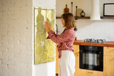 Tableau magnétique effaçable à sec motif rondelles de citron