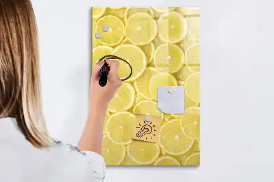 Tableau magnétique effaçable à sec motif rondelles de citron