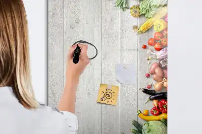 Tableau effaçable à sec magnétique motif légumes sur bois