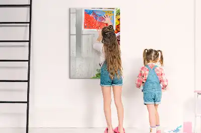 Tableau effaçable à sec magnétique motif légumes sur bois