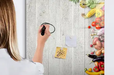 Tableau effaçable à sec magnétique motif légumes sur bois