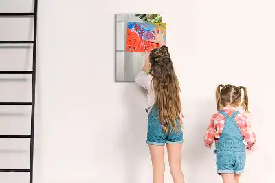 Tableau effaçable à sec magnétique motif légumes sur bois