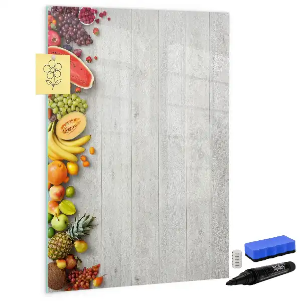 Tableau magnétique effaçable à sec motif légumes sur bois