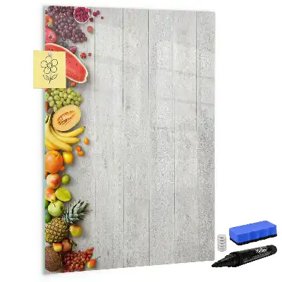 Tableau magnétique effaçable à sec motif légumes sur bois