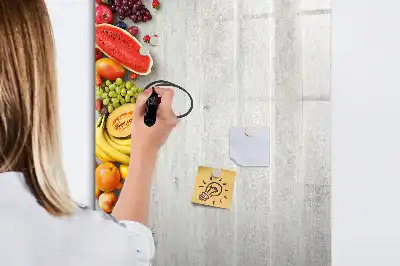 Tableau magnétique effaçable à sec motif légumes sur bois