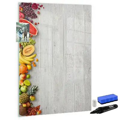 Tableau magnétique effaçable à sec motif légumes sur bois