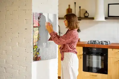 Tableau magnétique effaçable à sec motif légumes sur bois