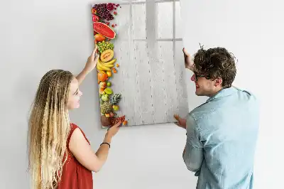 Tableau magnétique effaçable à sec motif légumes sur bois